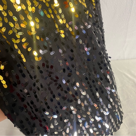 As U Wish Teardrop Sequin Bodycon Dress, Gold/Silver/Black, Size Juniors Medium - Picture 3 of 9